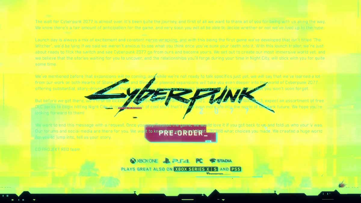 Cyberpunk 2077 DLC launch hidden message