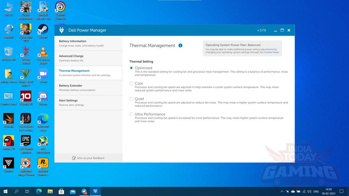 Dell G7 15 7500 Thermal management