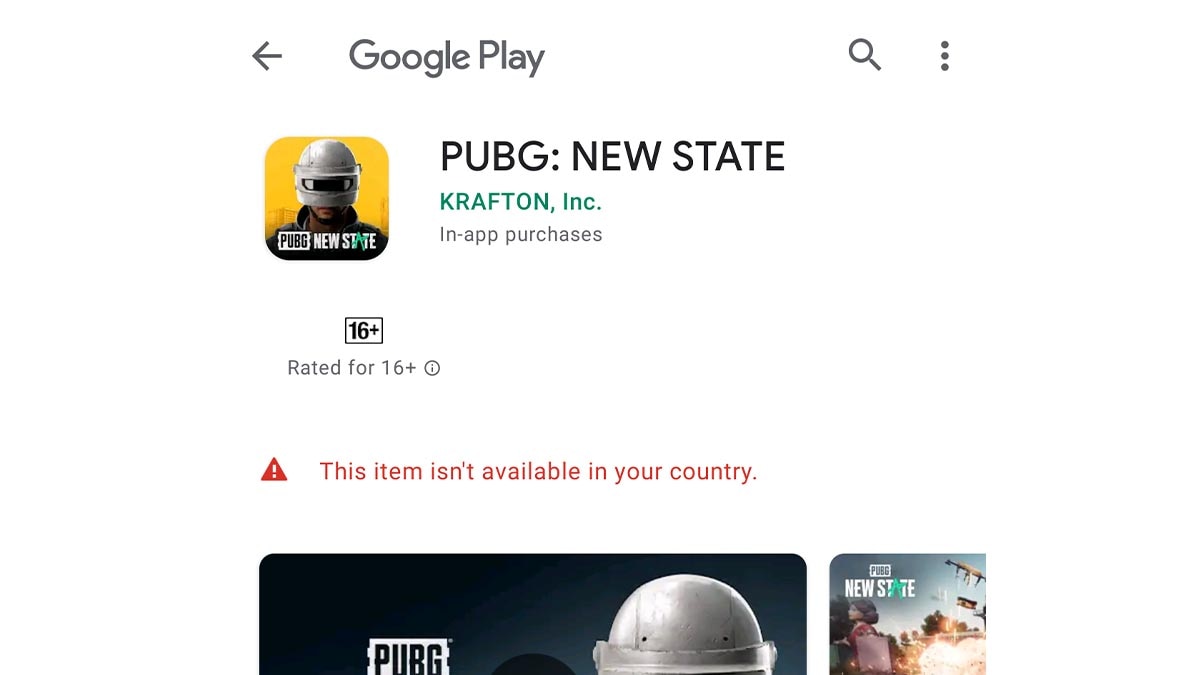 PUBG New State from Krafton PUBG Studio not available in India